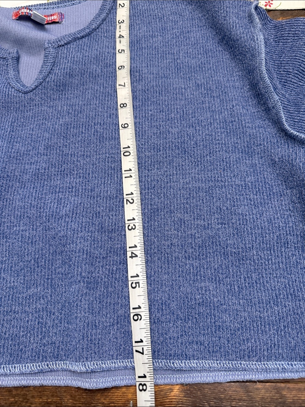 Urban Outfitters UO Blue Ribbed V Notch Cropped Long Sleeve Sweater Women M GUC - Picture 8 of 10